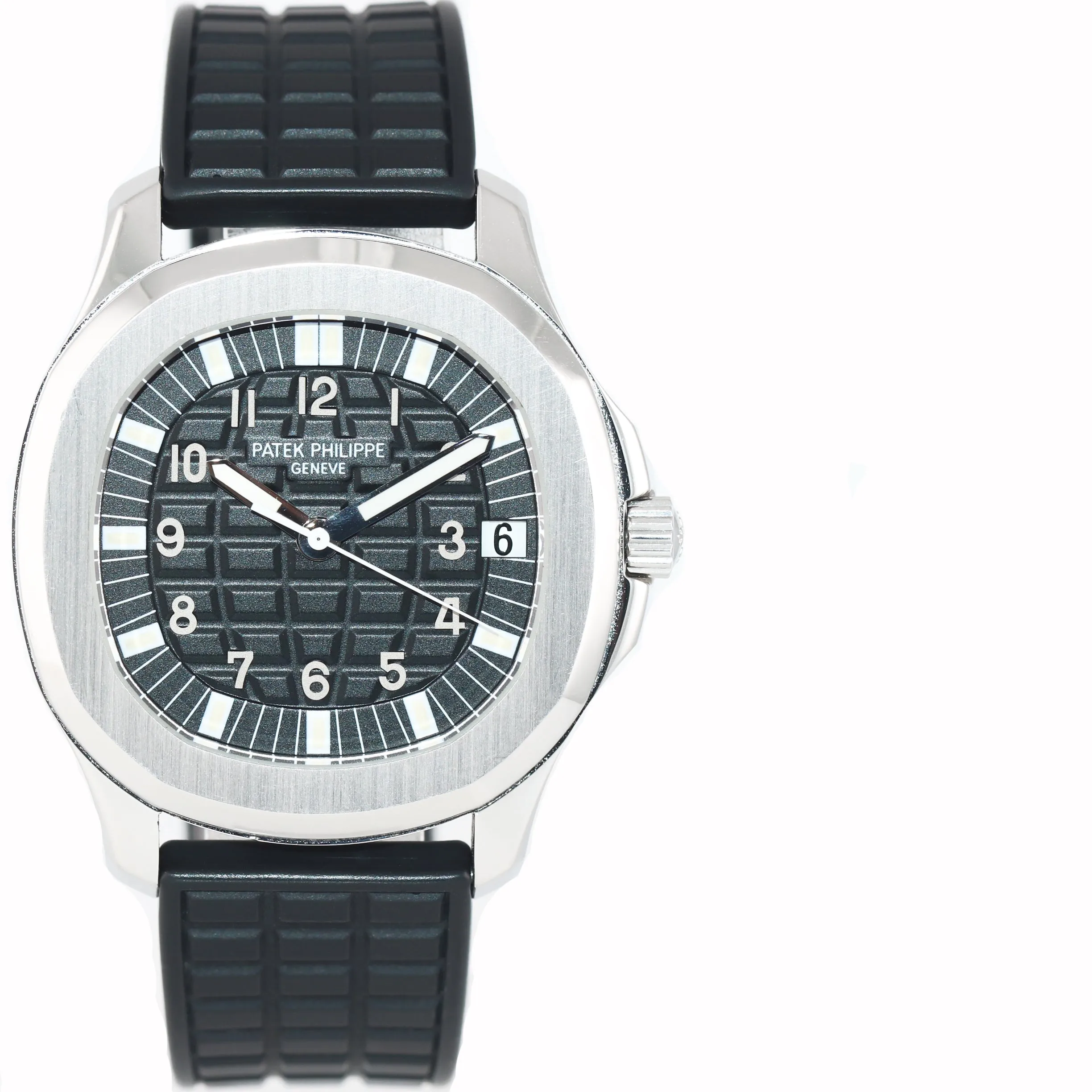 PAPERS Patek Philippe Tritium Steel Aquanaut Black Rubber JUMBO 5065 38mm Watch