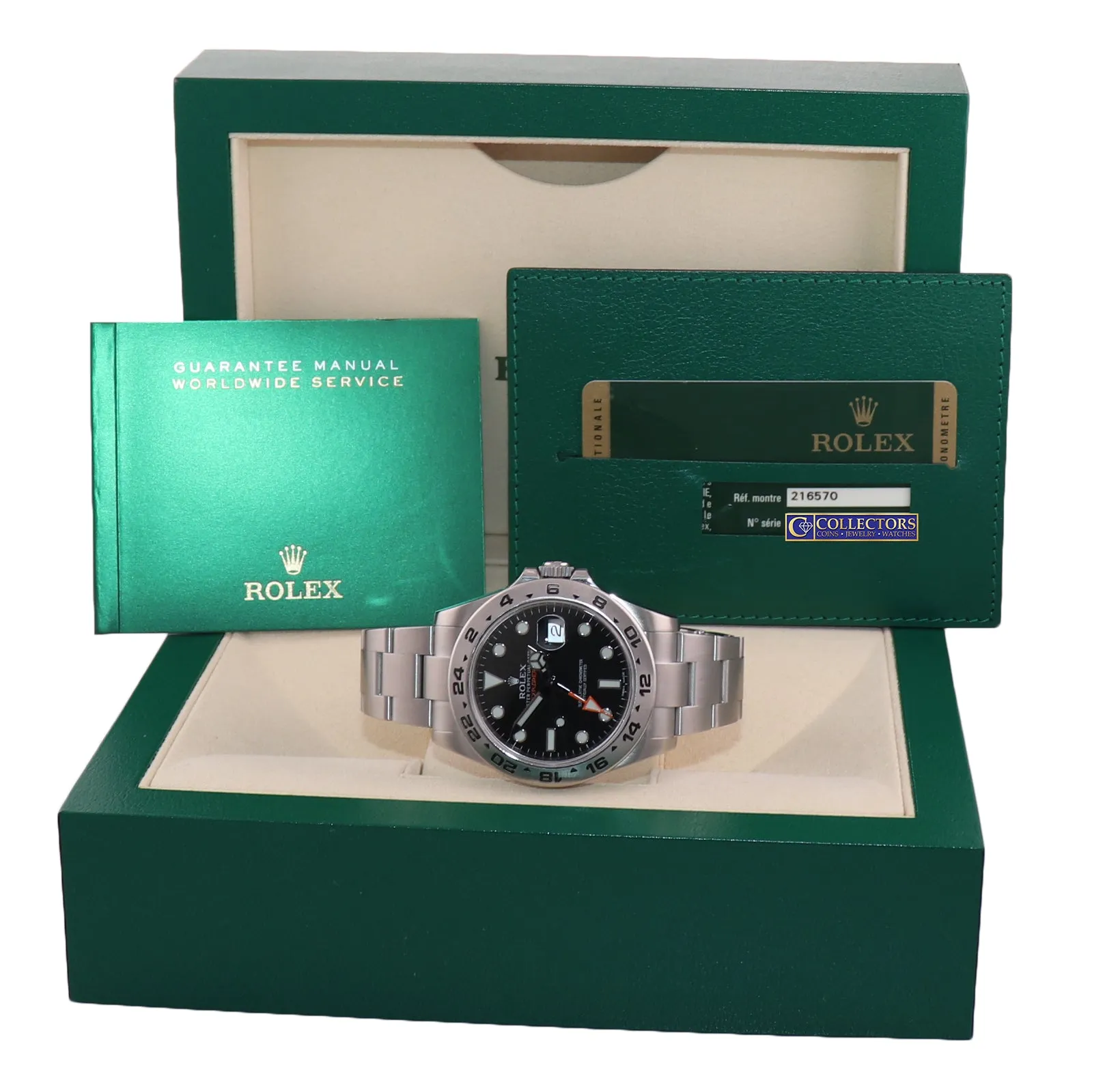 PAPERS Rolex Explorer II 42mm 216570 Black Dial Steel GMT Date Watch Box