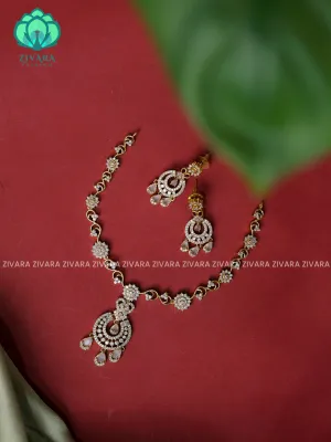 Pastel pink   - stone circle pendant  stylish and minimal elegant neckwear with earrings- Zivara Fashion
