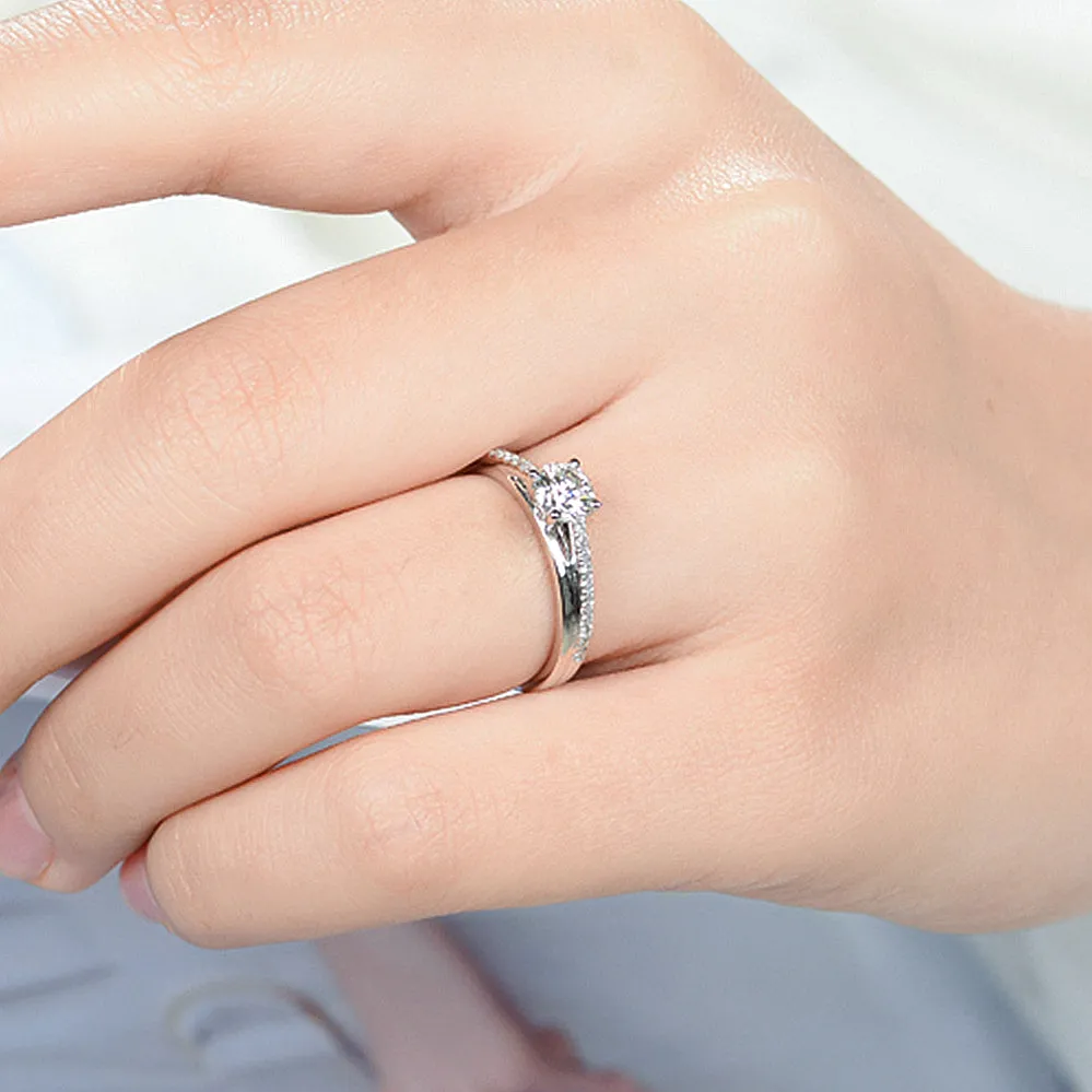 Pave Shank GIA Diamond Engagement Ring