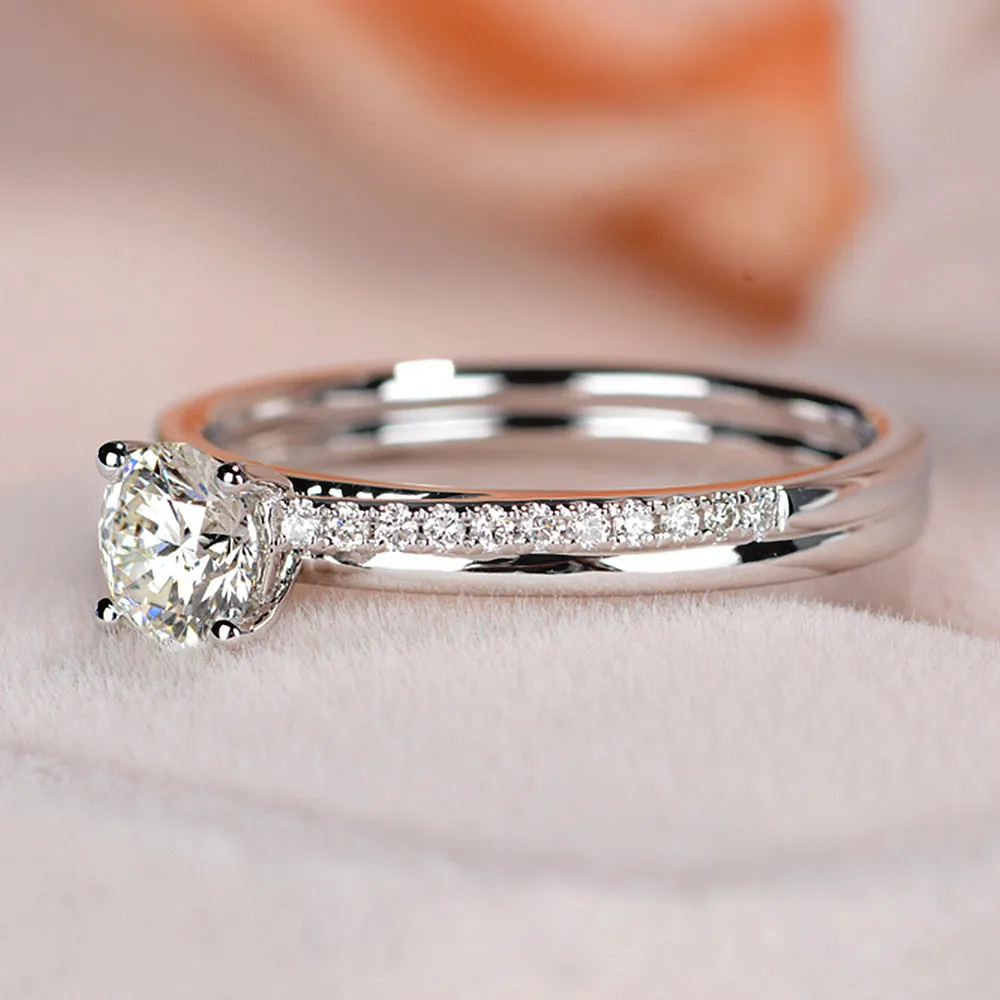 Pave Shank GIA Diamond Engagement Ring