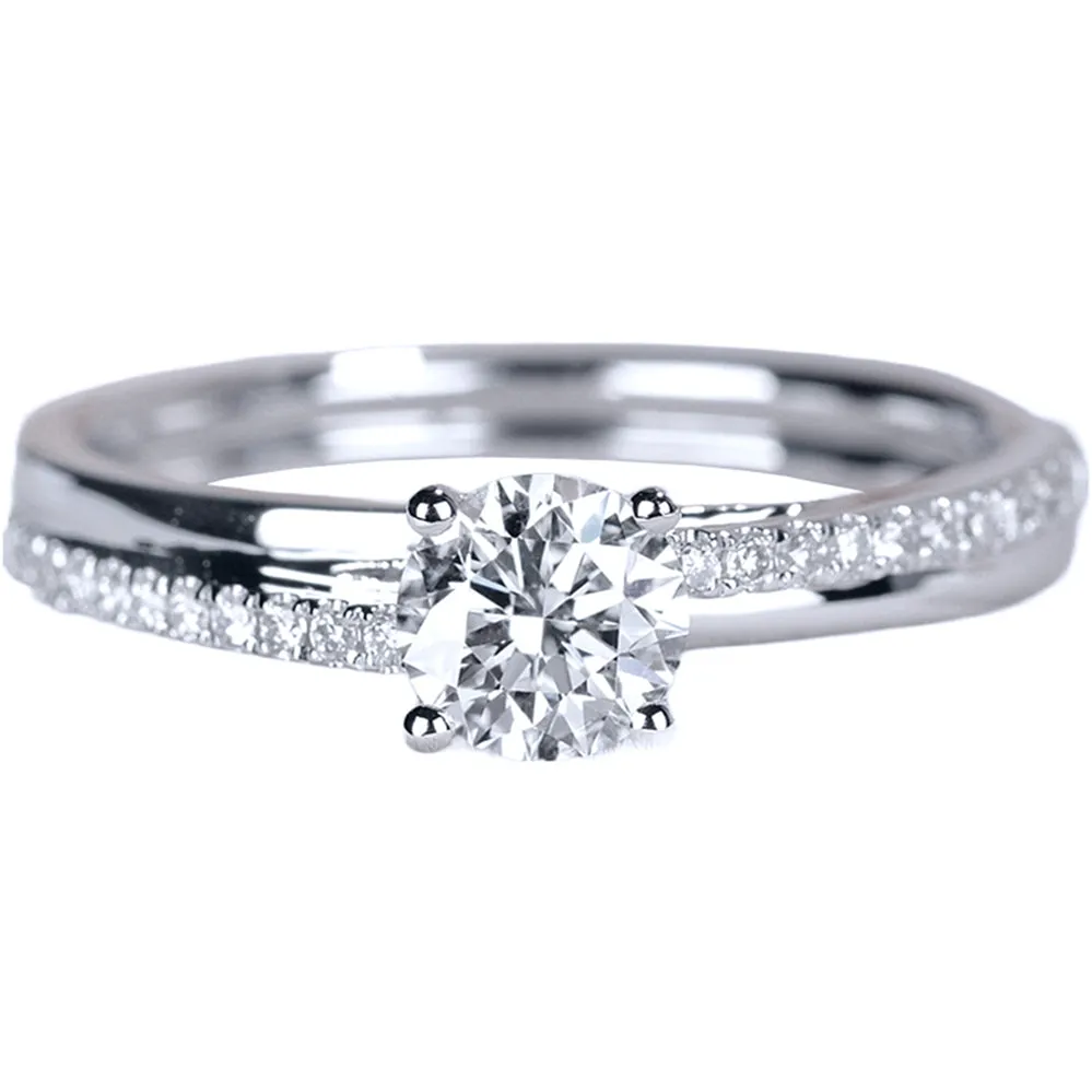 Pave Shank GIA Diamond Engagement Ring