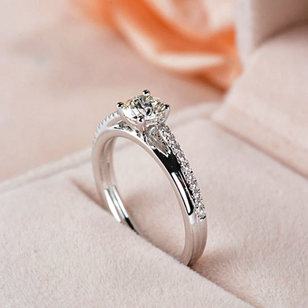 Pave Shank GIA Diamond Engagement Ring