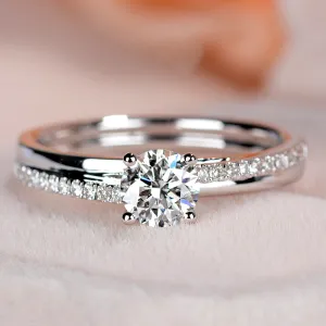 Pave Shank GIA Diamond Engagement Ring