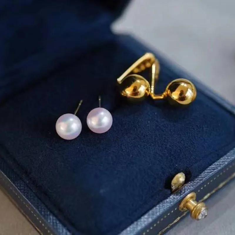 Pearl & Gold Ball Earrings