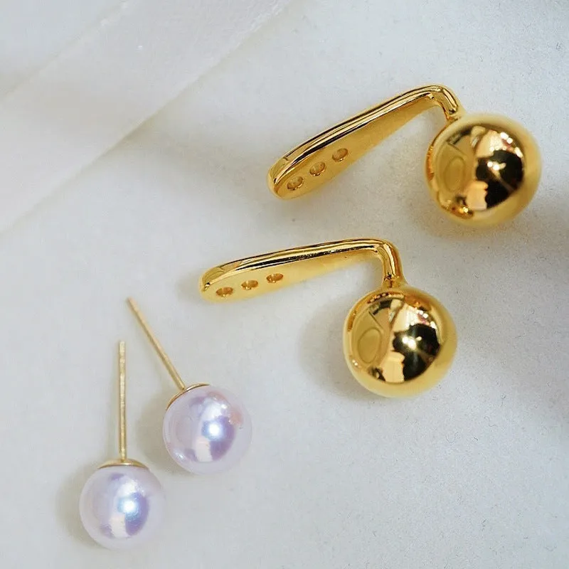 Pearl & Gold Ball Earrings