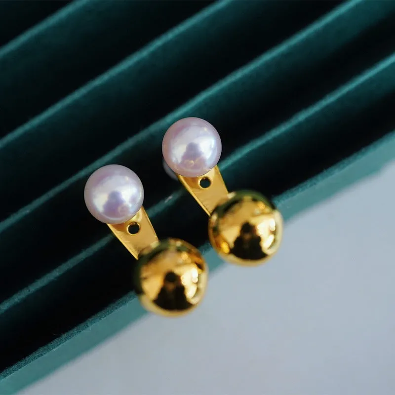 Pearl & Gold Ball Earrings