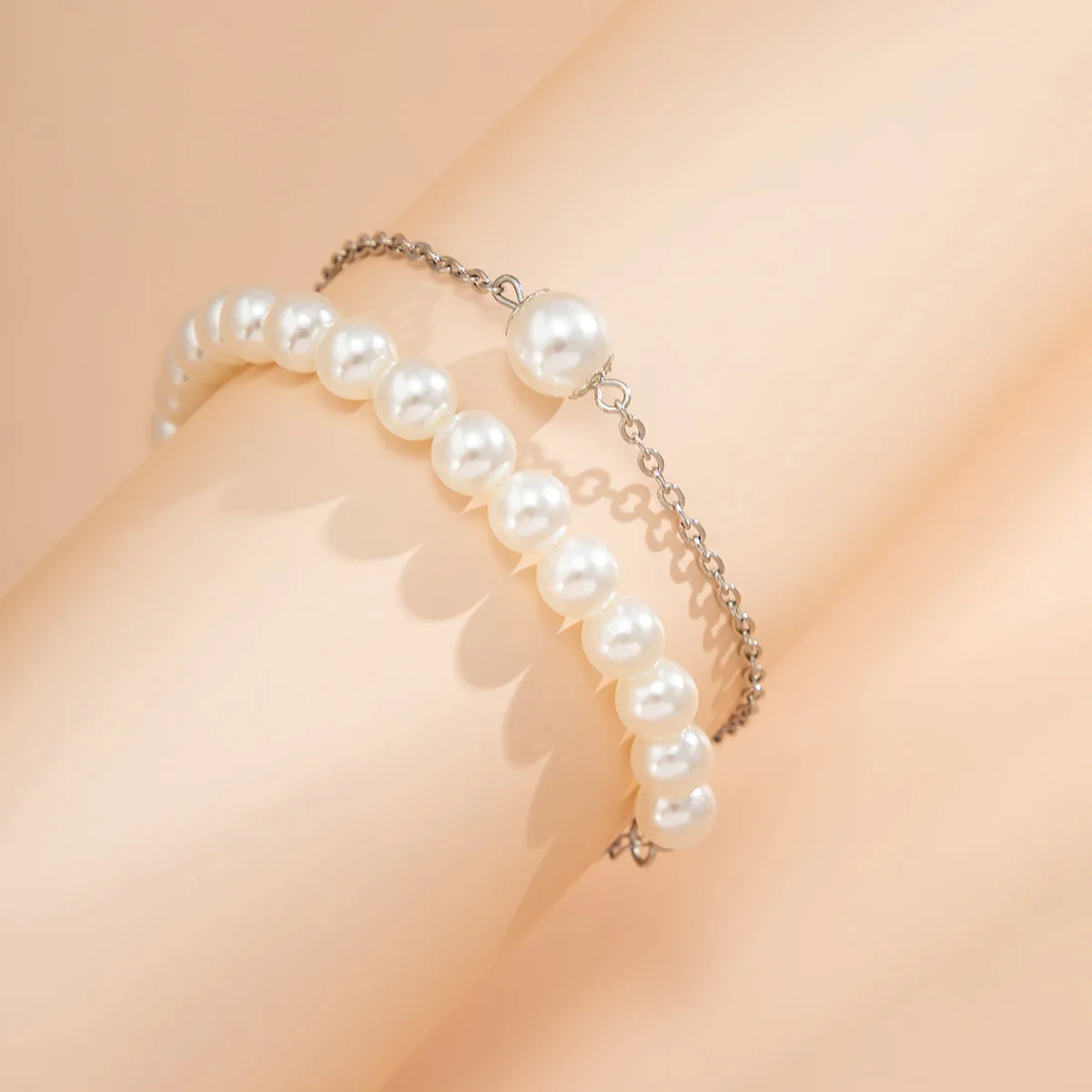 Pearl & Silver-Plated Bracelet Set
