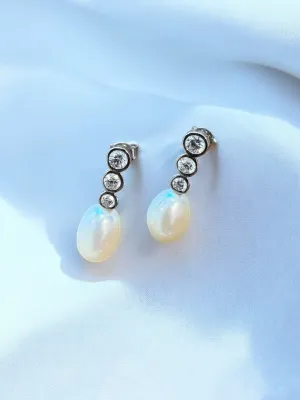 Pearl & Zirconia Drop Earrings