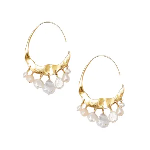 Pearl Crescent Moon Hoops