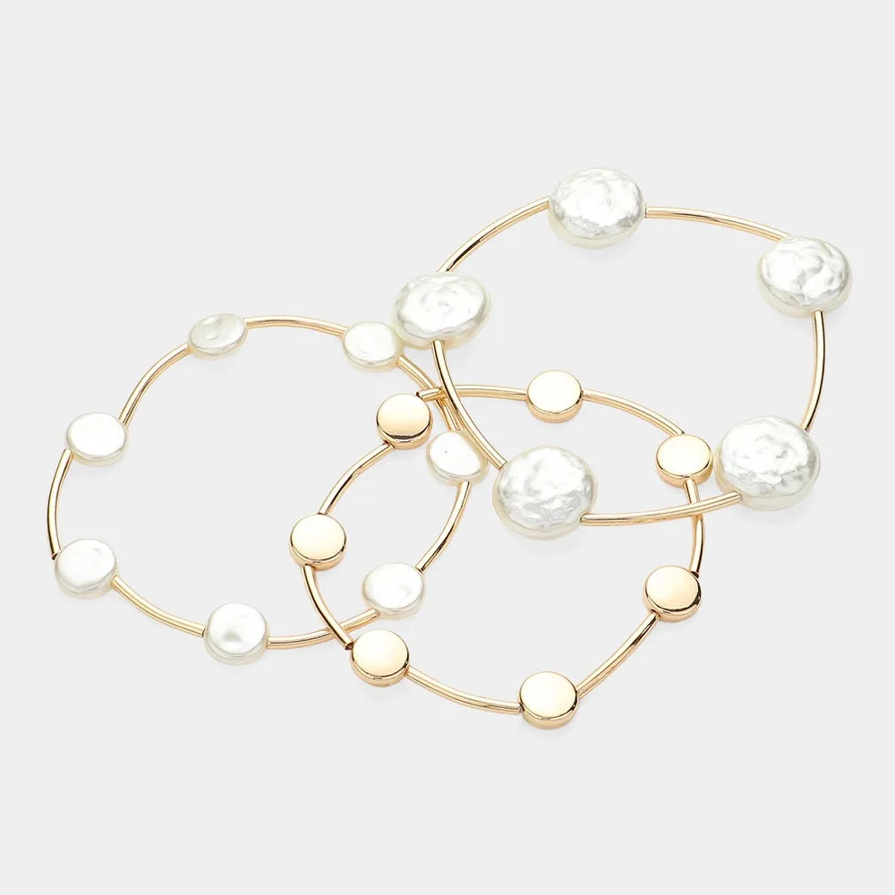 Pearl Disc Stretch Bracelets