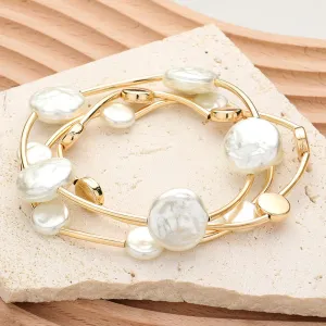 Pearl Disc Stretch Bracelets
