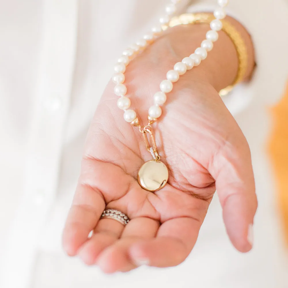 Pearl Necklace with Charm Holder