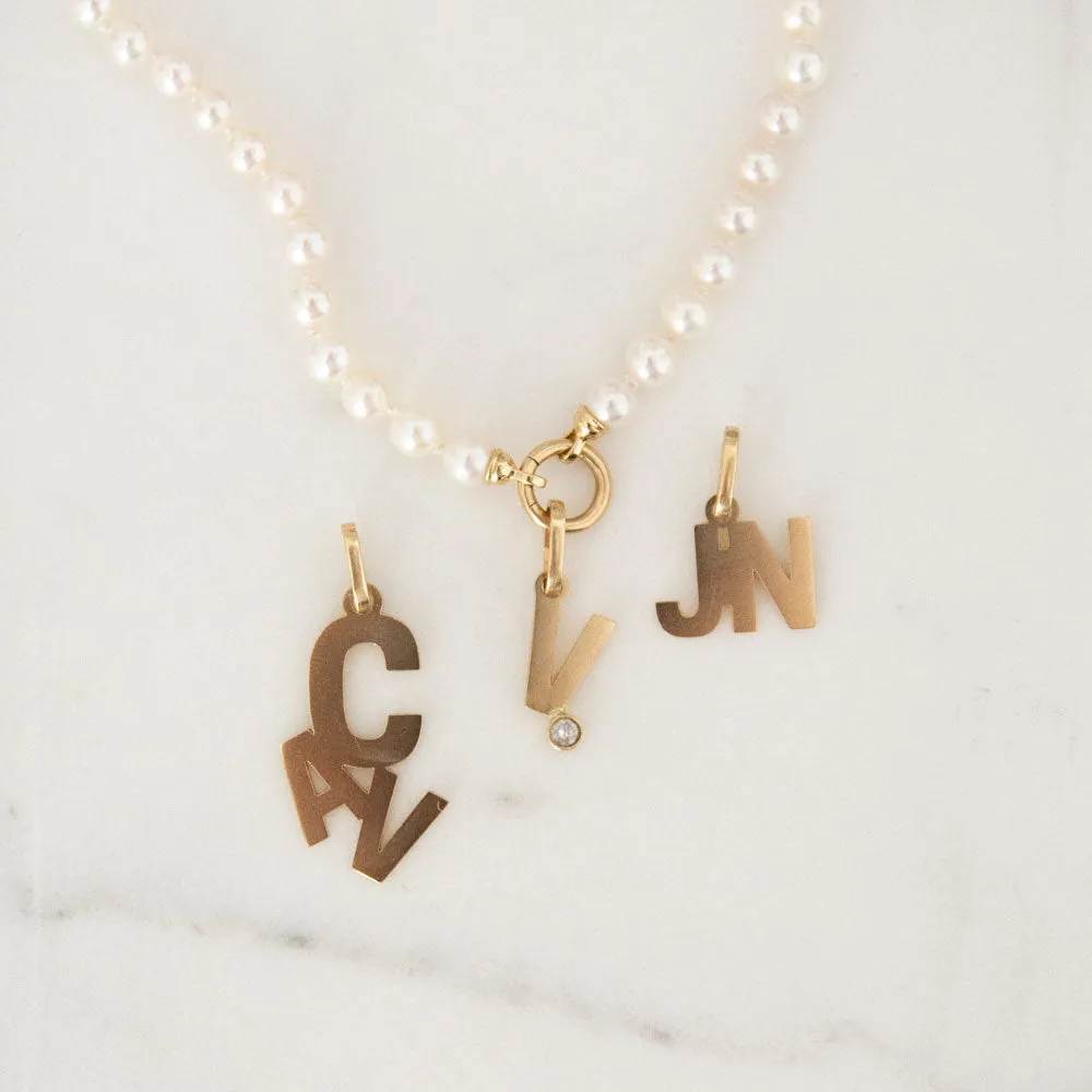 Pearl Necklace with Charm Holder