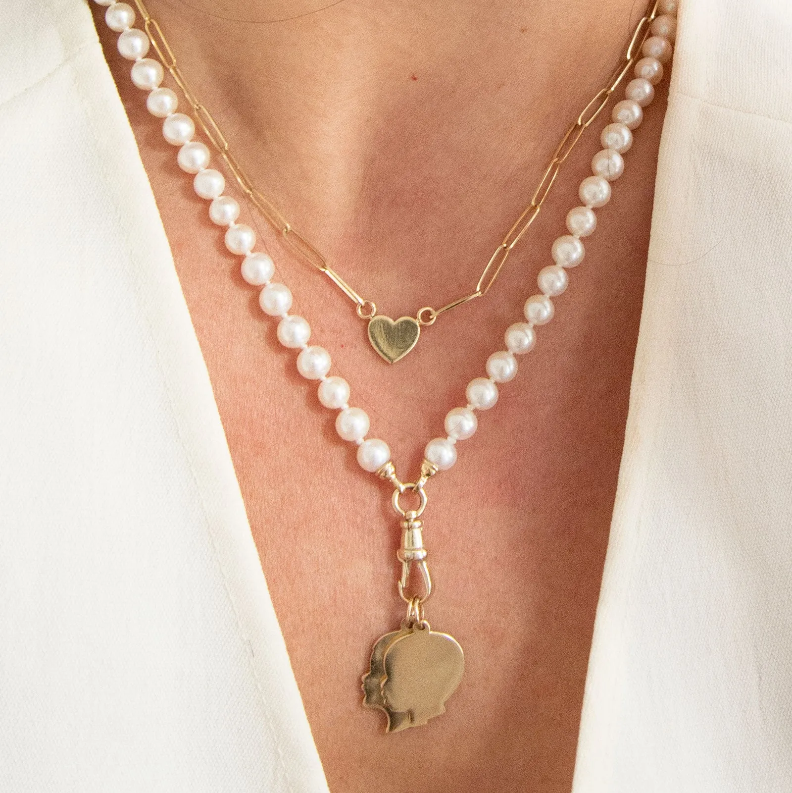 Pearl Necklace with Charm Holder