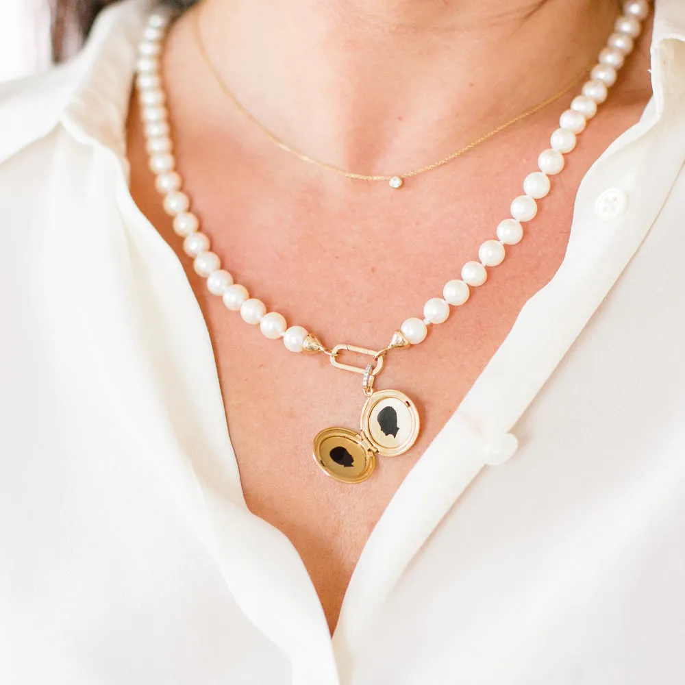 Pearl Necklace with Charm Holder