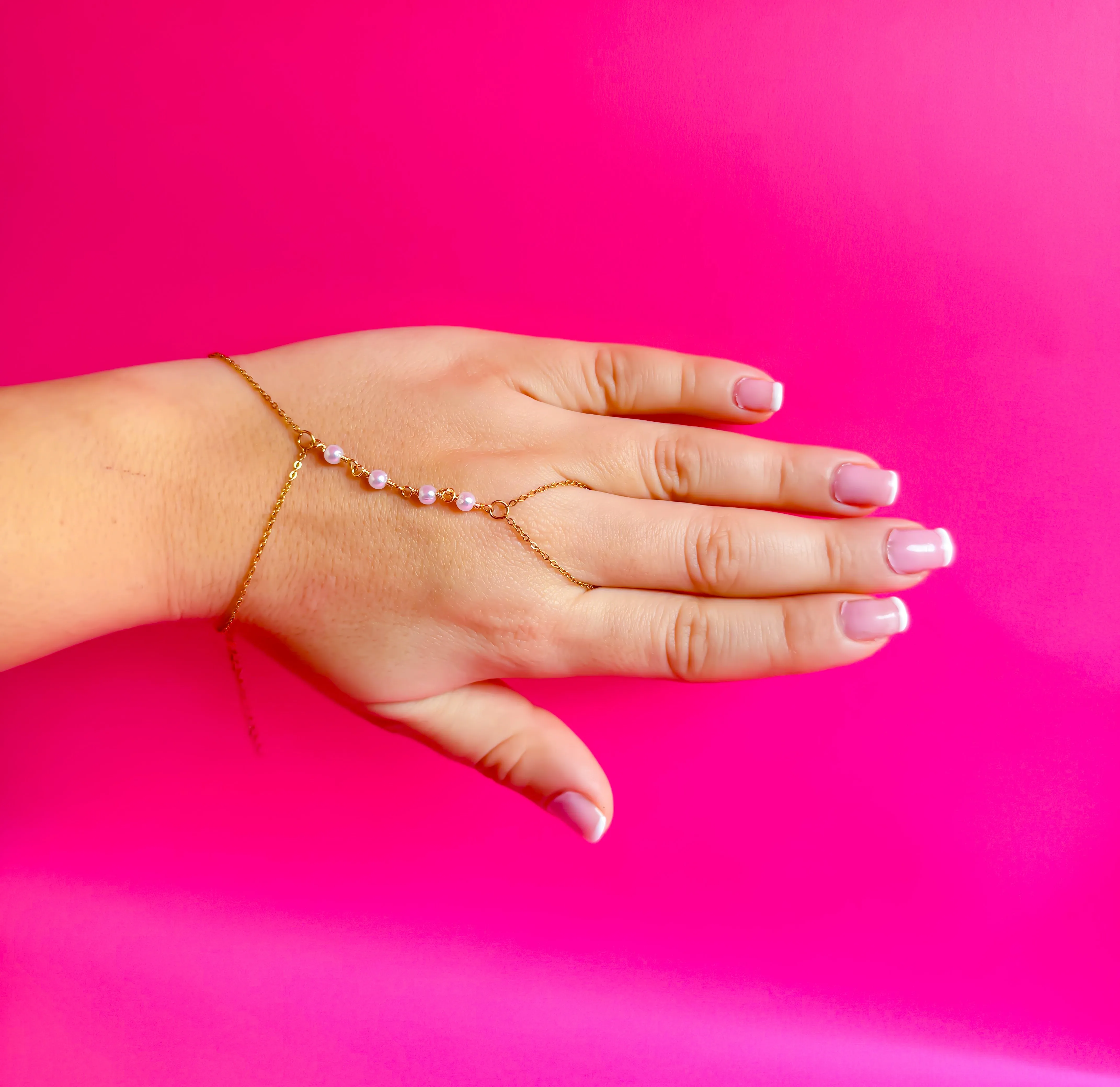 Pearls Bracelet Ring Handchain