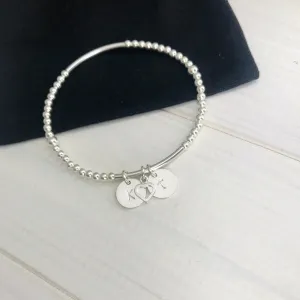 Personalised Silver Initial Disc and Heart Bracelet