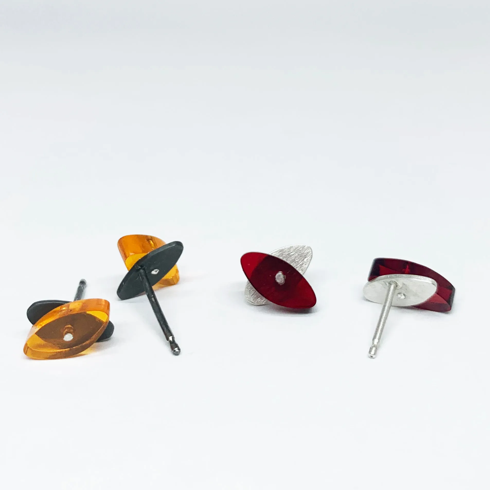 Petite Seaweed Studs in Oxidized Silver