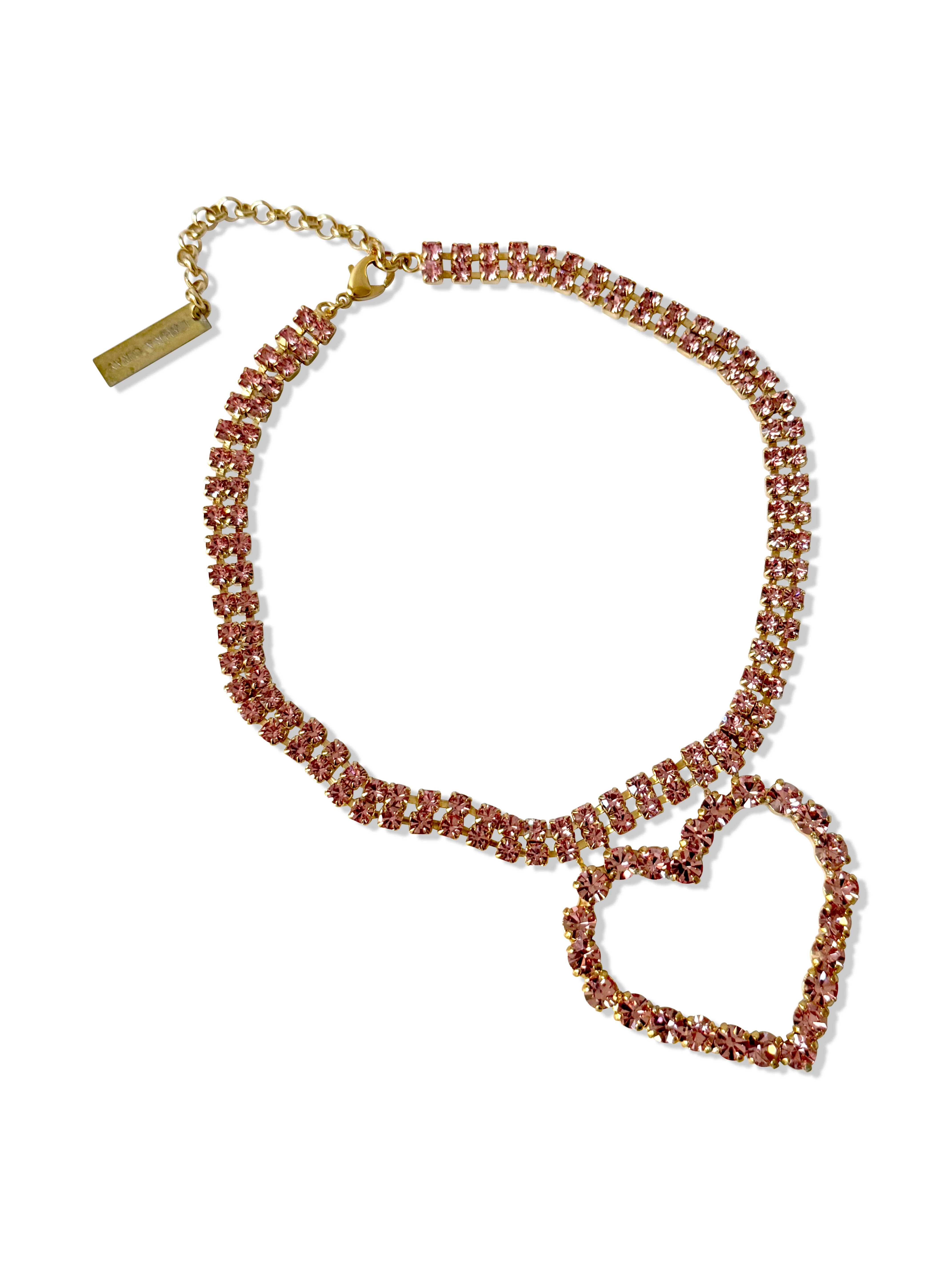 Pink Crystal Heart Necklace