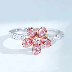 Pink Diamond Cluster Flower Ring