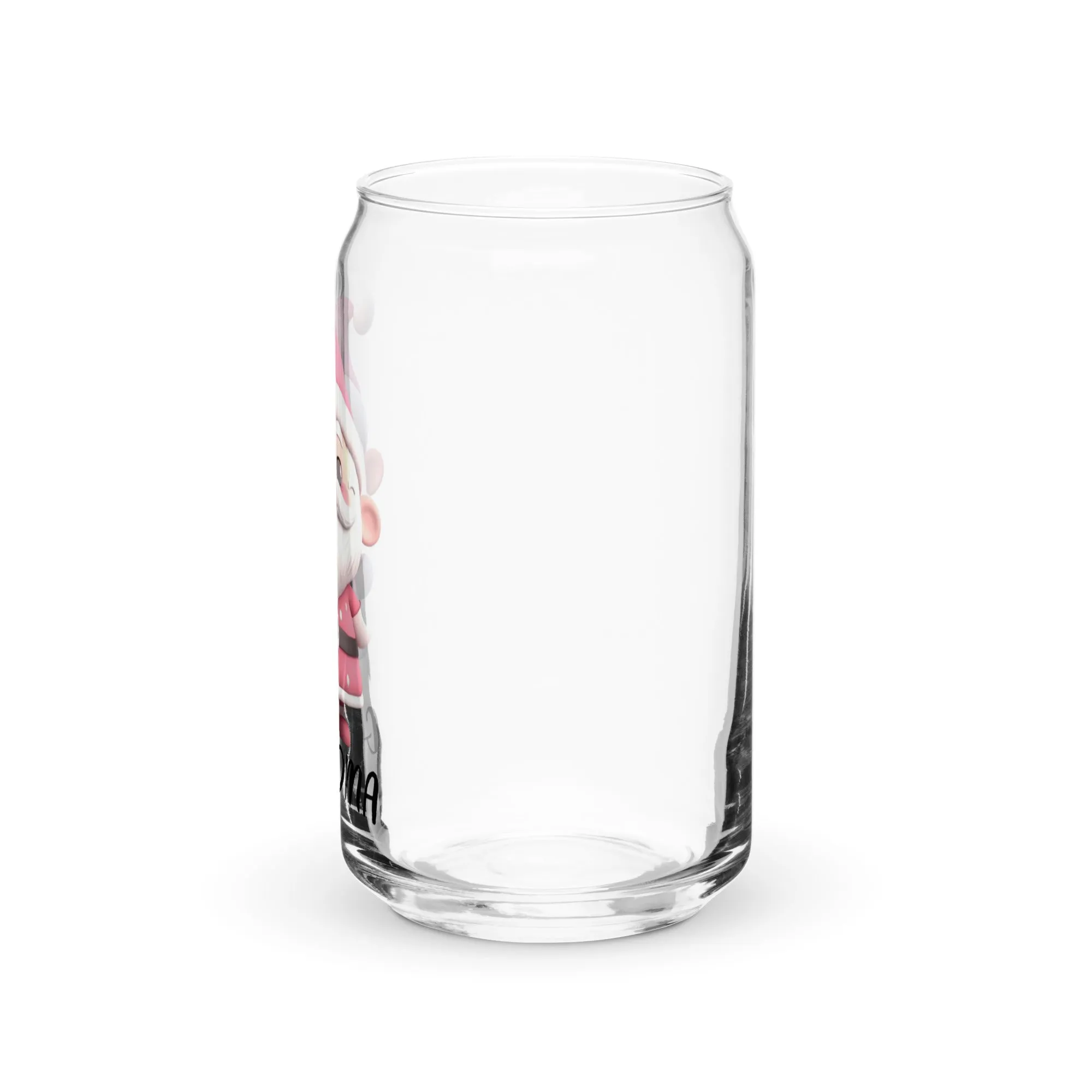 Pink Santa Claus (Grandma) SANTA006 Can-Shaped Glass