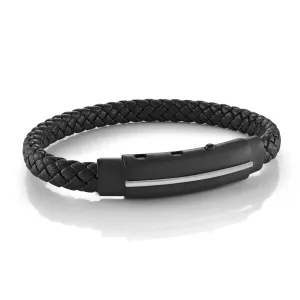 Plate Stripe Leather Adjustable Bracelet 7mm