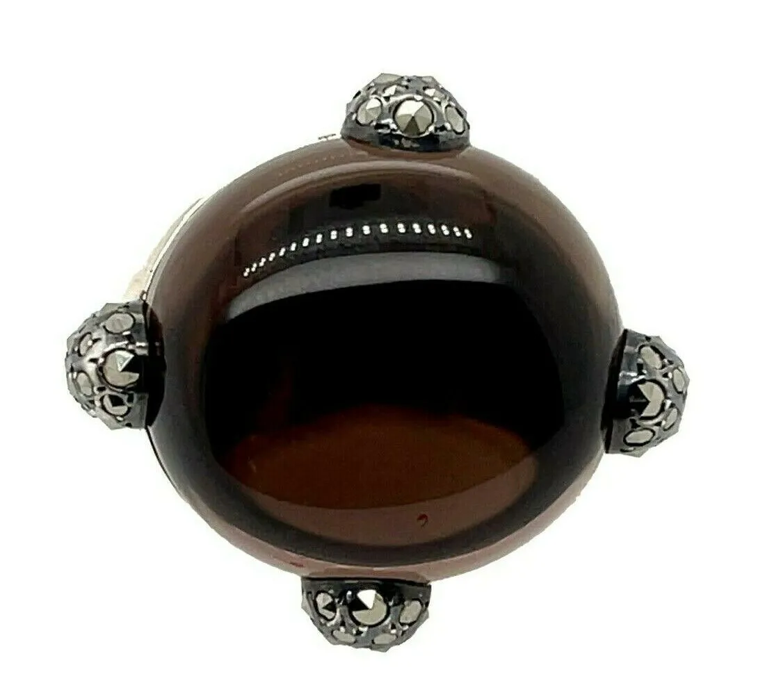 Pomellato - NEW Ring - Griffe Silver Quartz Pomellato 67 - Silver / Brown 5.5