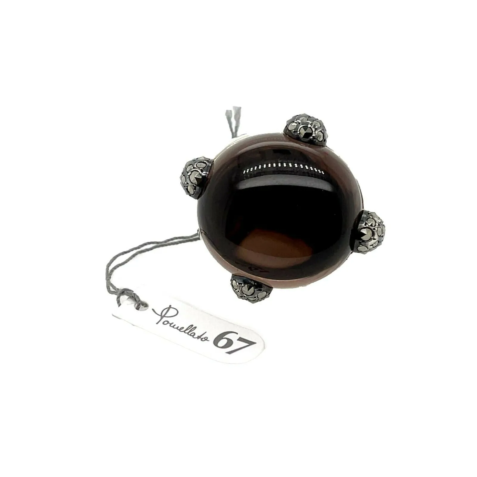 Pomellato - NEW Ring - Griffe Silver Quartz Pomellato 67 - Silver / Brown 5.5