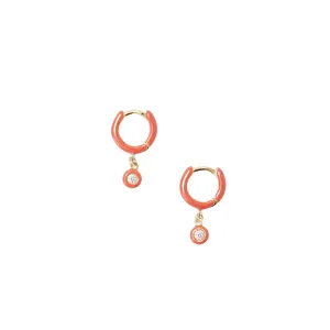 Poppy Red Enamel Diamond Huggies