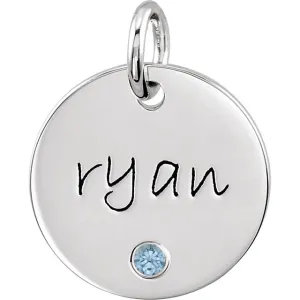 Posh Mommy® MEDIUM 14x14mm Birthstone Disc Pendant