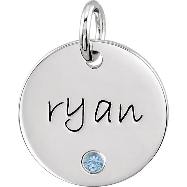 Posh Mommy® MEDIUM 14x14mm Birthstone Disc Pendant