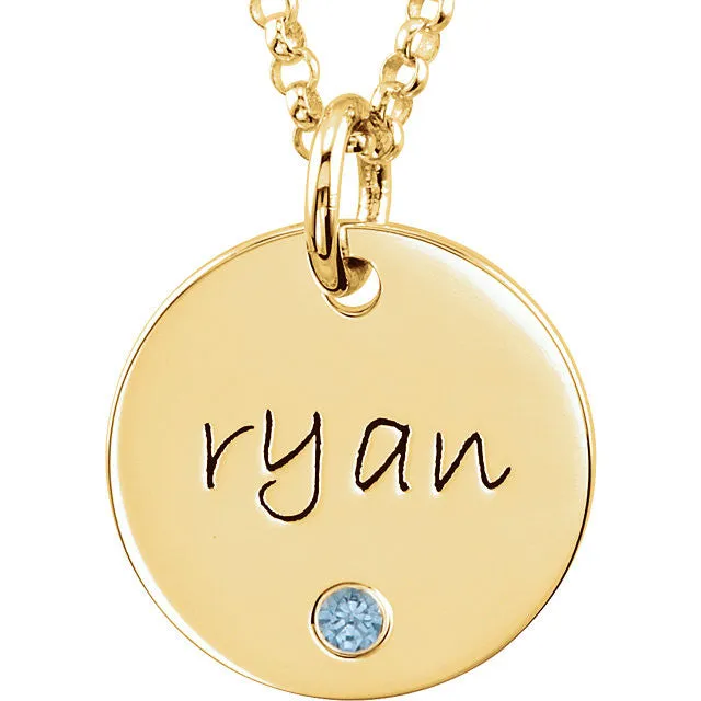 Posh Mommy® MEDIUM 14x14mm Birthstone Disc Pendant
