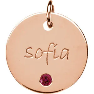 Posh Mommy® MEDIUM 14x14mm Birthstone Disc Pendant