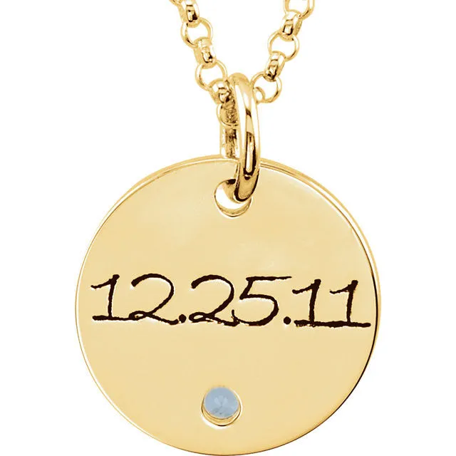 Posh Mommy® MEDIUM 14x14mm Birthstone Disc Pendant