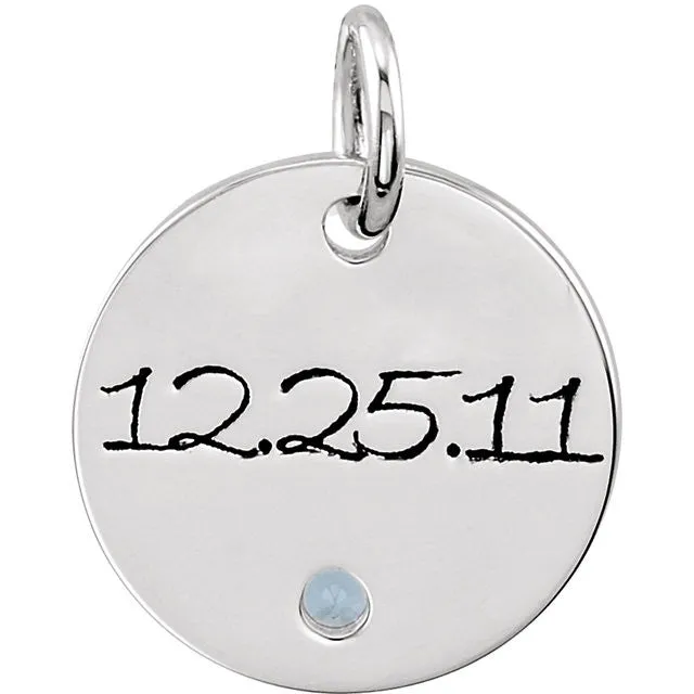 Posh Mommy® MEDIUM 14x14mm Birthstone Disc Pendant