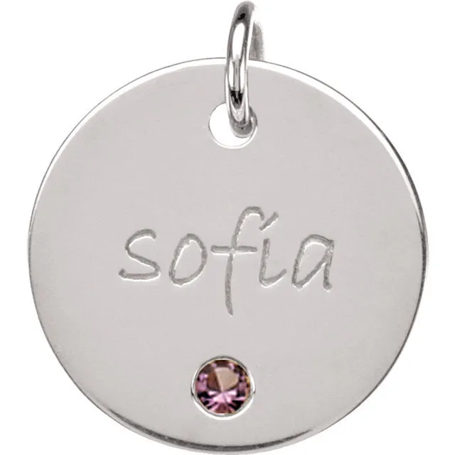 Posh Mommy® MEDIUM 14x14mm Birthstone Disc Pendant