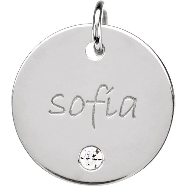 Posh Mommy® MEDIUM 14x14mm Birthstone Disc Pendant