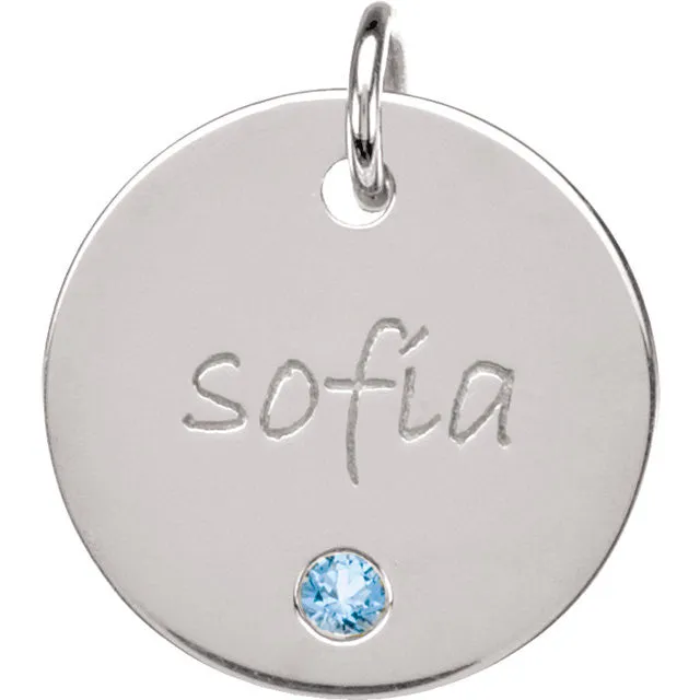 Posh Mommy® MEDIUM 14x14mm Birthstone Disc Pendant