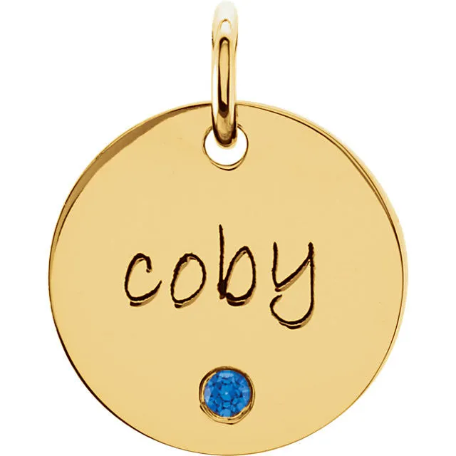 Posh Mommy® MEDIUM 14x14mm Birthstone Disc Pendant