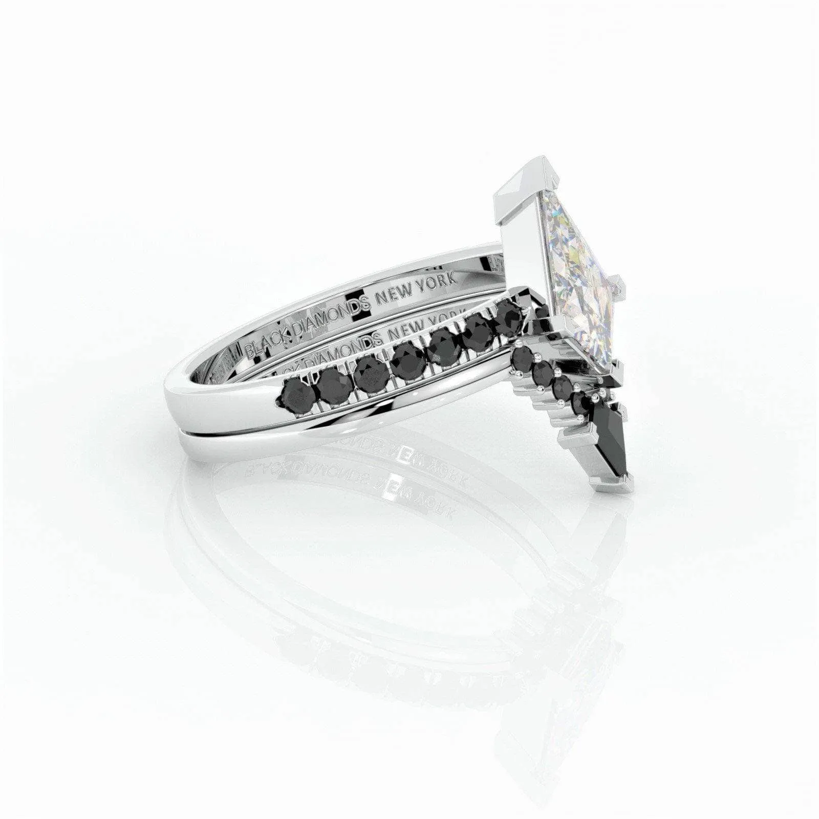 Power- Colorless Kite-Shaped Diamond 14k White Gold Unique Ring