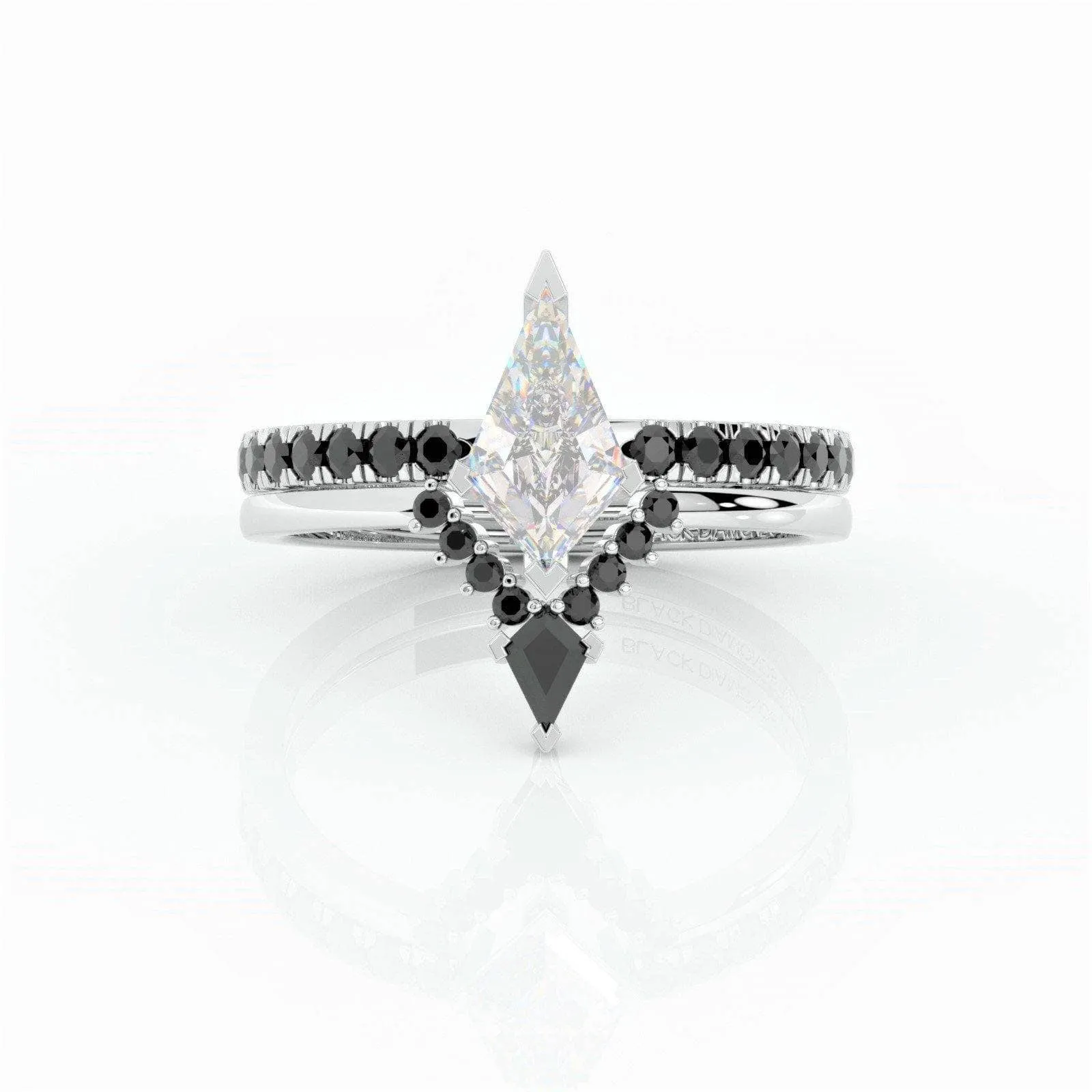 Power- Colorless Kite-Shaped Diamond 14k White Gold Unique Ring