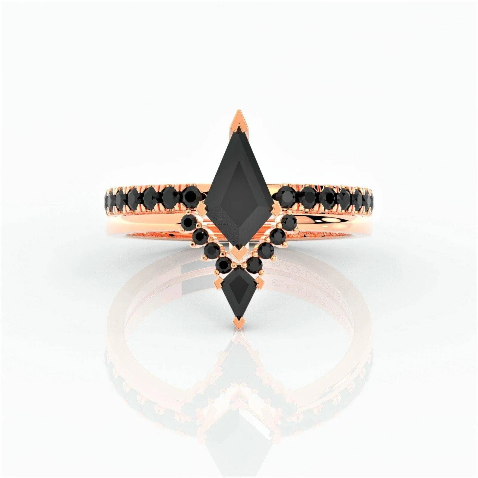 Power- Colorless Kite-Shaped Diamond 14k White Gold Unique Ring