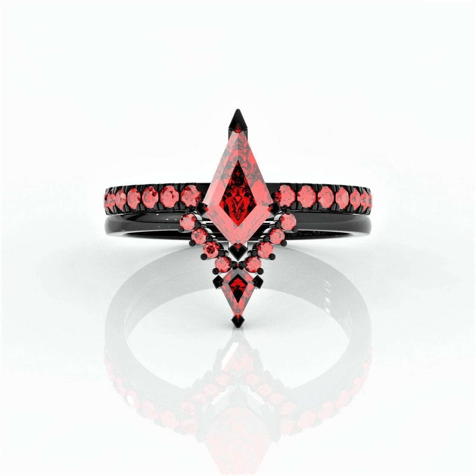 Power- Colorless Kite-Shaped Diamond 14k White Gold Unique Ring
