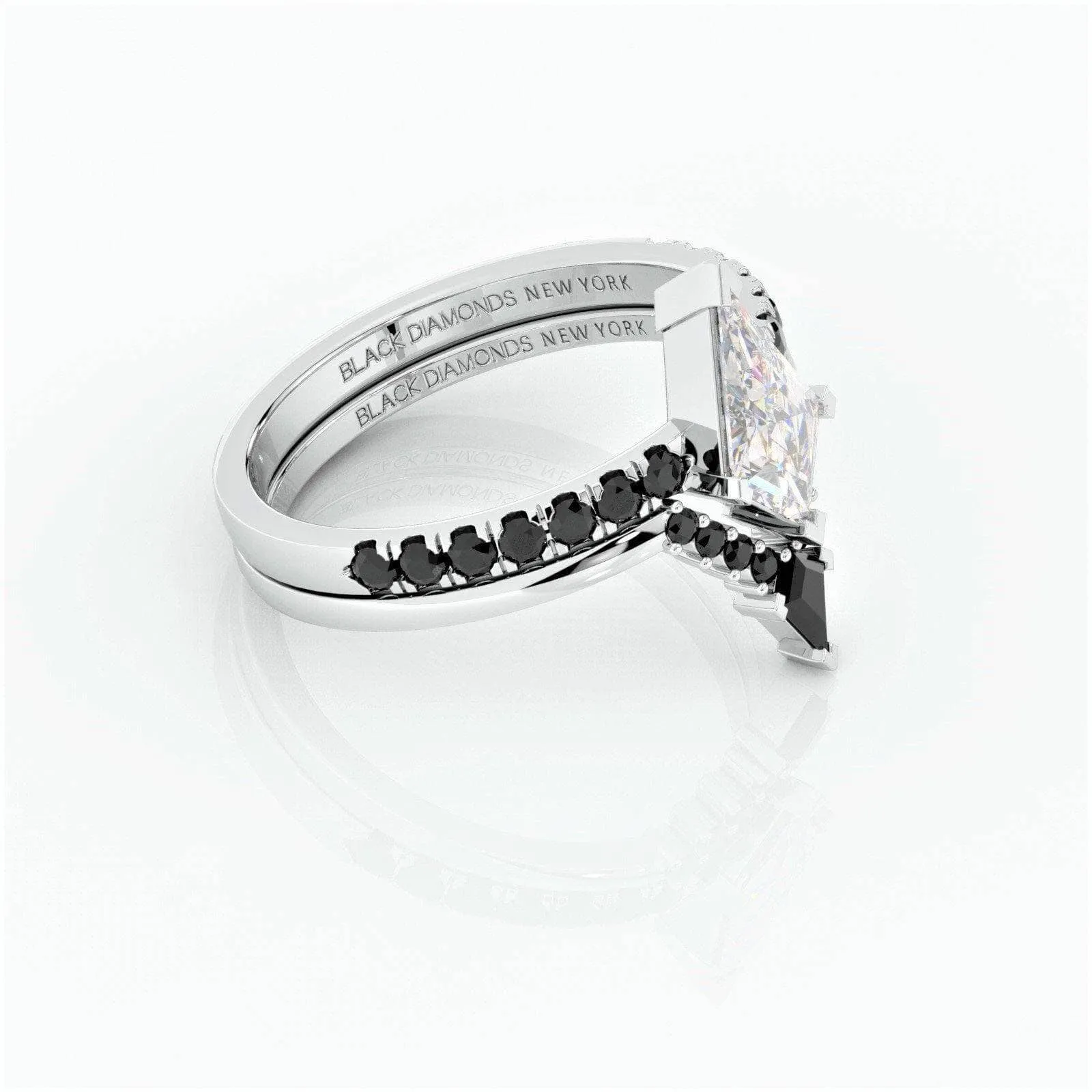 Power- Colorless Kite-Shaped Diamond 14k White Gold Unique Ring