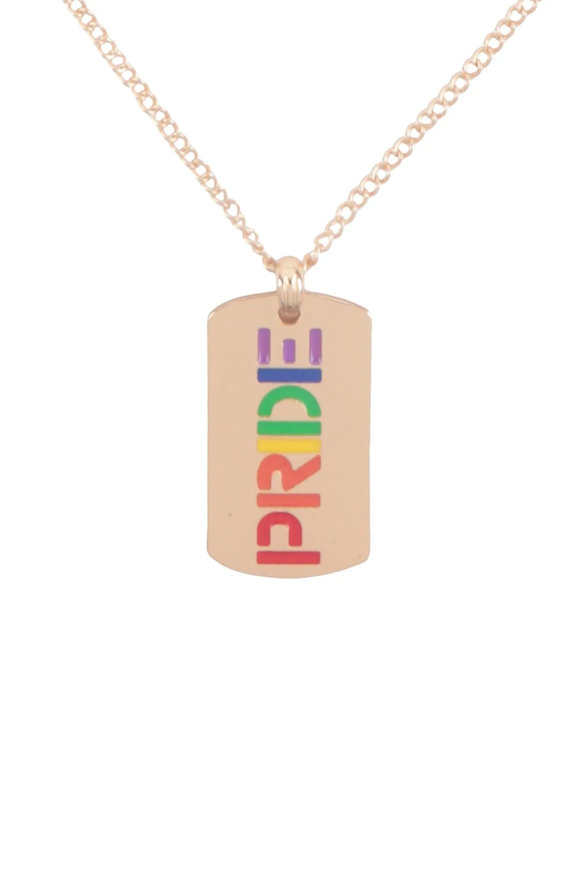 PRIDE LETTER TAG PENDANT BRASS NECKLACE
