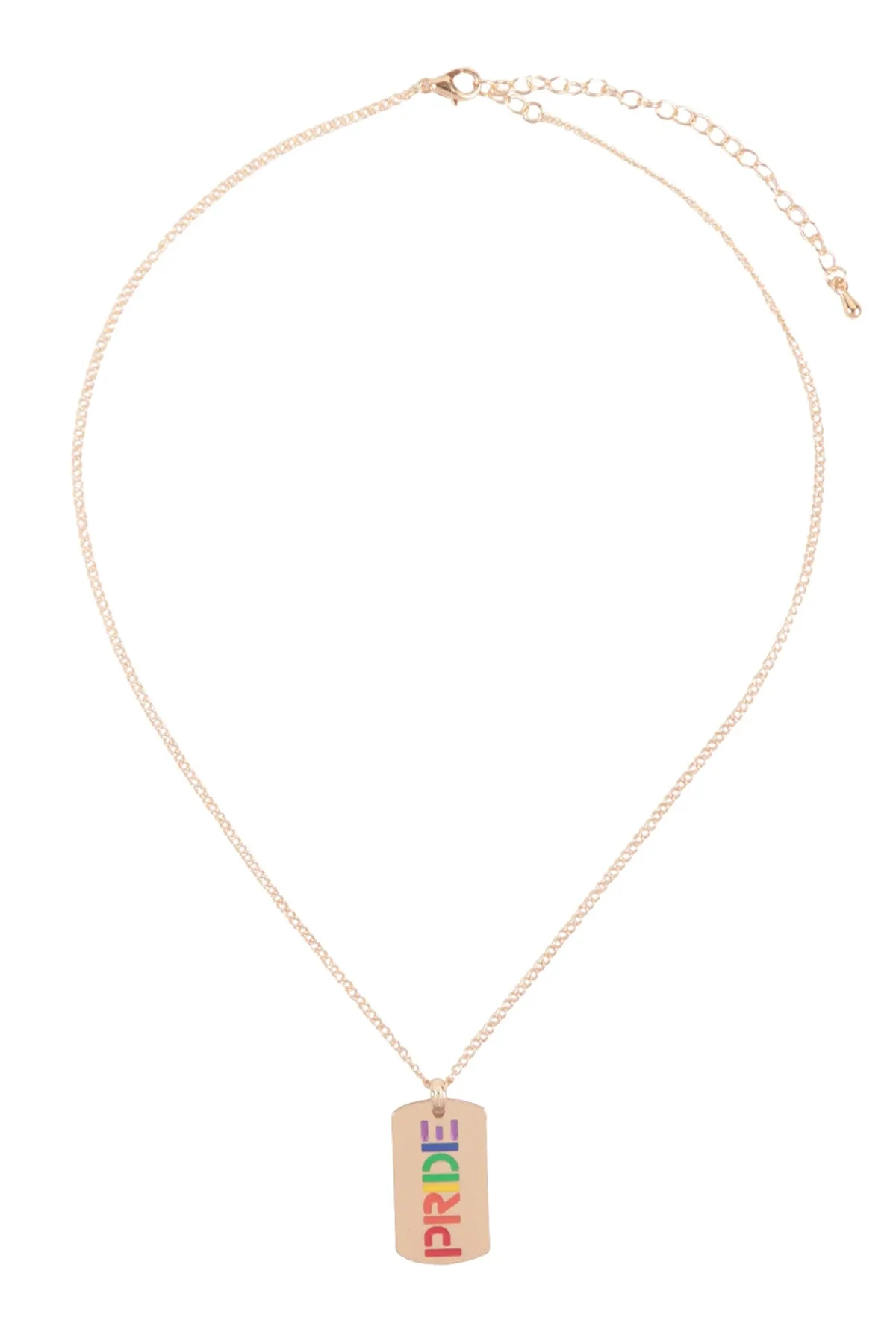 PRIDE LETTER TAG PENDANT BRASS NECKLACE