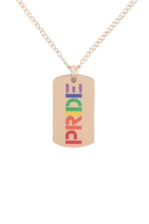 PRIDE LETTER TAG PENDANT BRASS NECKLACE