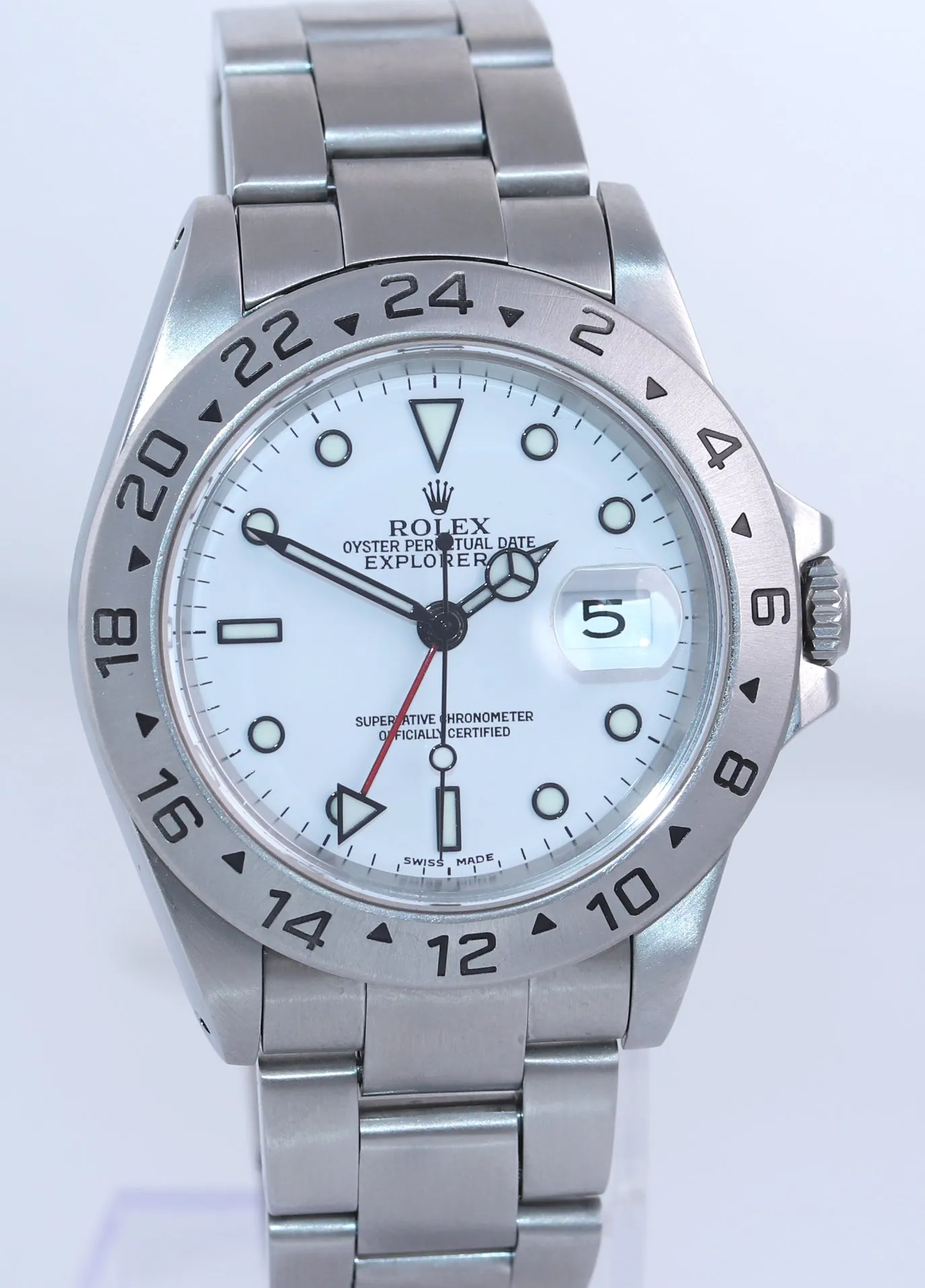 PUNCHED PAPERS 2001 Rolex Explorer II White 16570 Polar Date 40mm GMT Watch