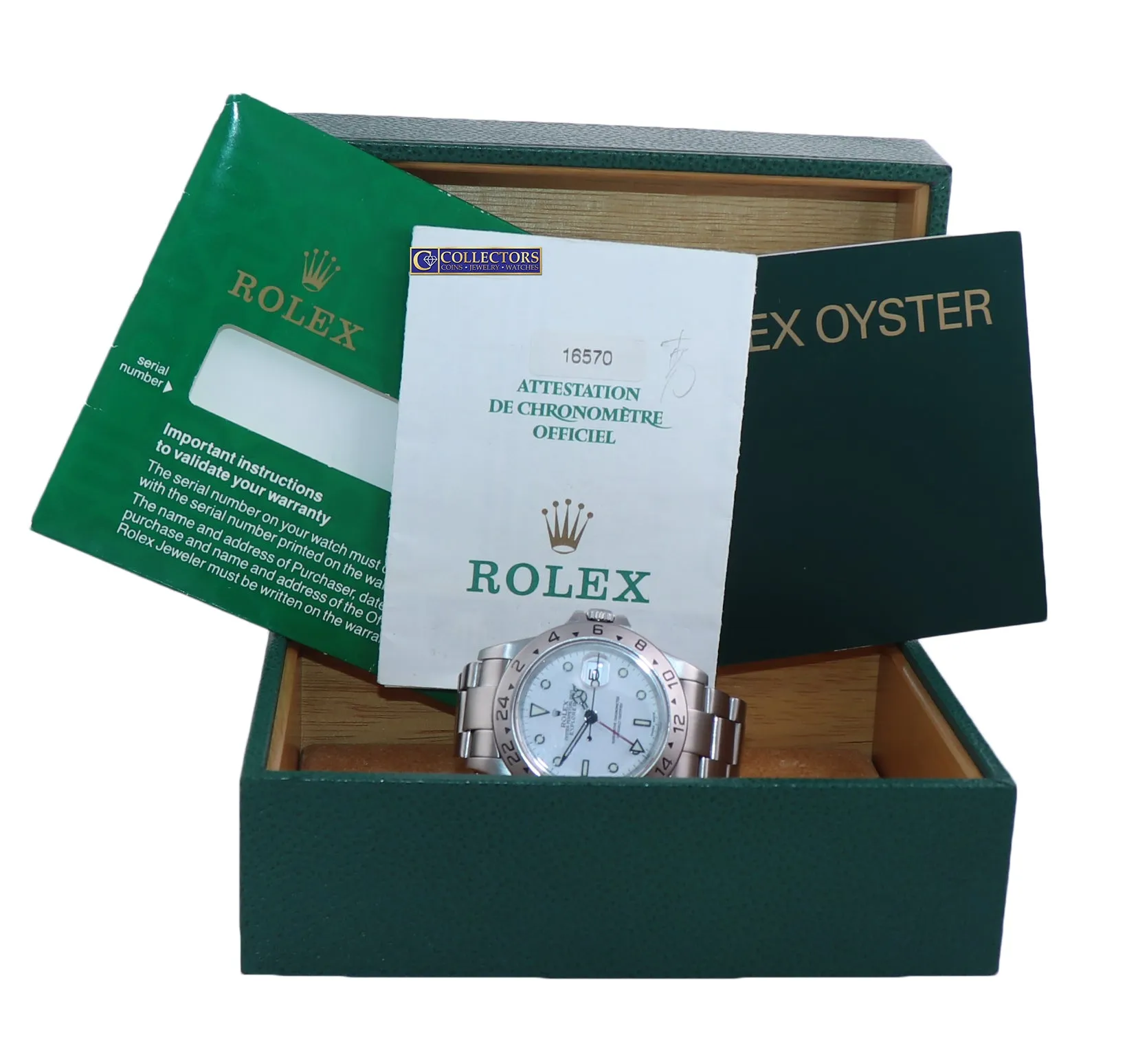 PUNCHED PAPERS 2001 Rolex Explorer II White 16570 Polar Date 40mm GMT Watch